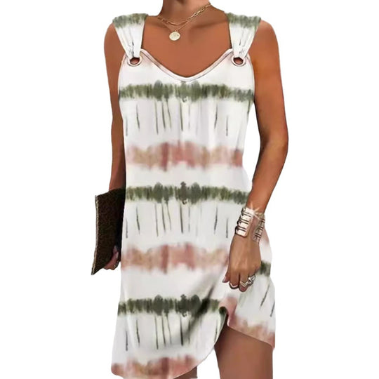 Damen ärmelloses Freizeitkleid mit modischem Cut-Out-Design und einzigartigem Farbverlauf Heidi-Mode