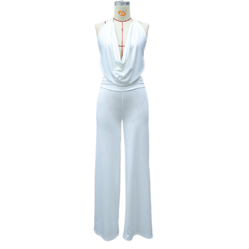 Damen Jumpsuit mit elegantem Wickeldetail und weiten Beinpartien EB