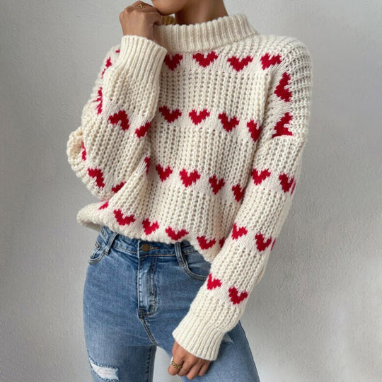 EB | Herzstrickpullover Mit Romantischem Stil