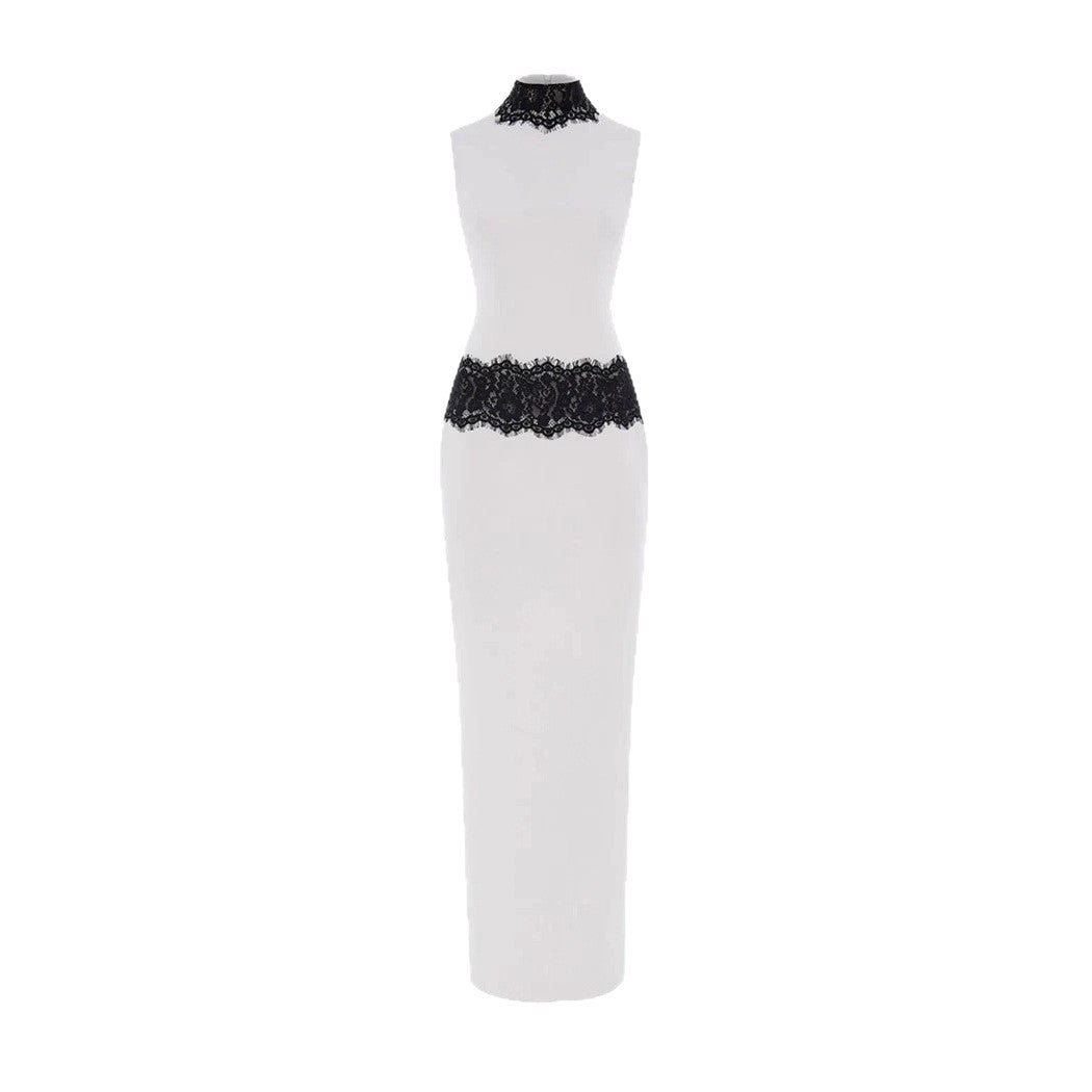 Damen Elegantes und figurbetontes Abendkleid mit Spitzenakzenten EB
