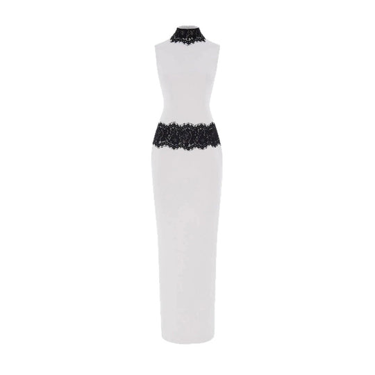 Damen Elegantes und figurbetontes Abendkleid mit Spitzenakzenten EB