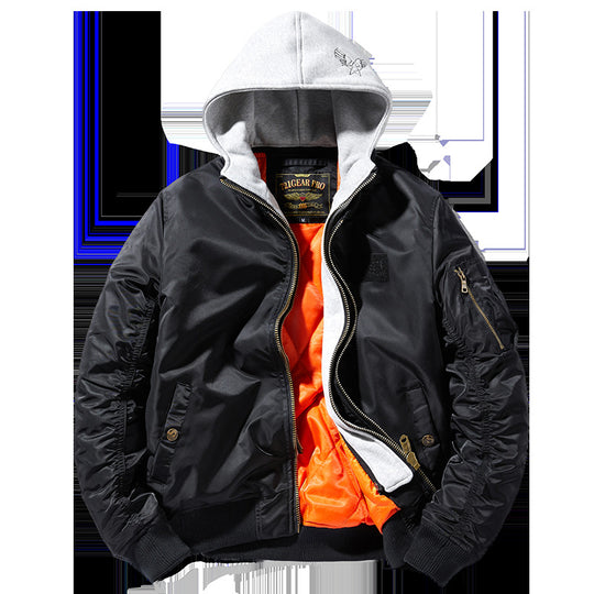 Herren Bomberjacke mit abnehmbarer Kapuze und praktischen Taschen EB