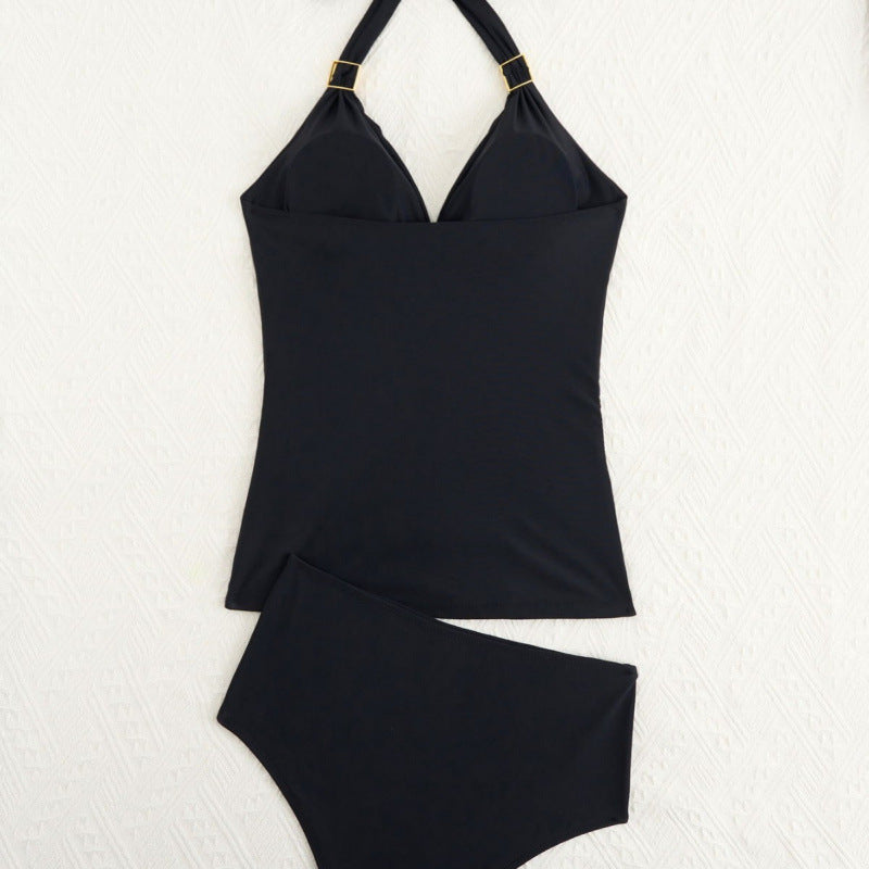 Damen Tankini mit tiefem V-Ausschnitt und dekorativem Knoten EB