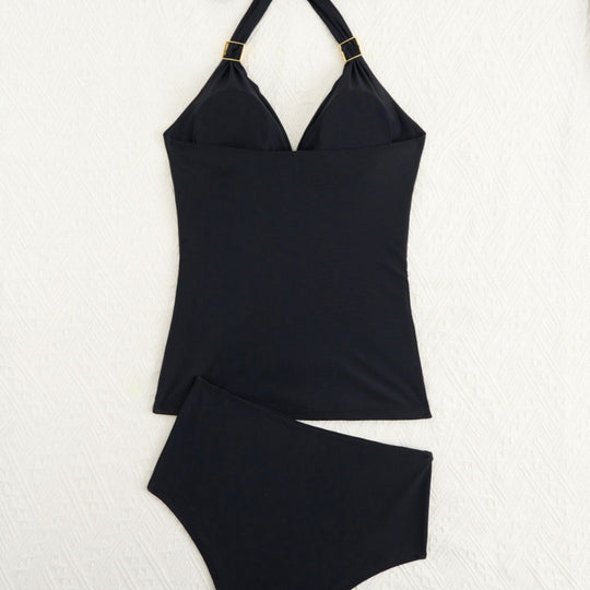Damen Tankini mit tiefem V-Ausschnitt und dekorativem Knoten EB