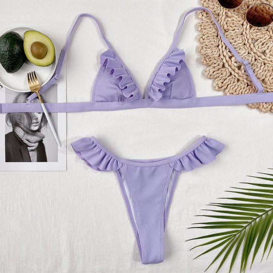 Damen Bikiniset mit voluminösen Rüschendetails EB