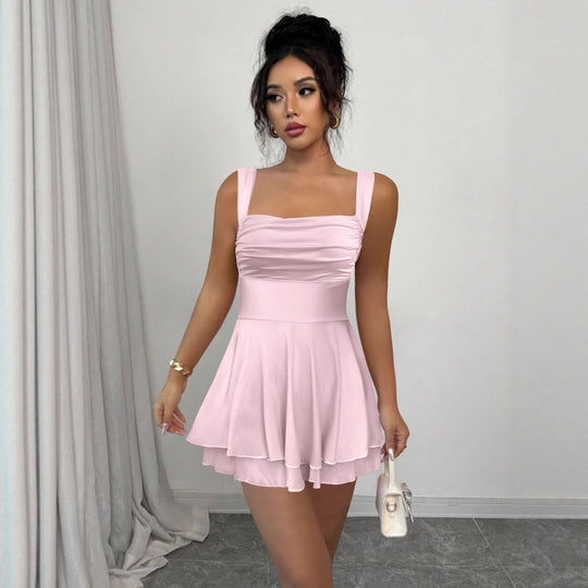 Damen Verspielt geschnittenes Sommerkleid mit Raffung und schwingendem Rock EB