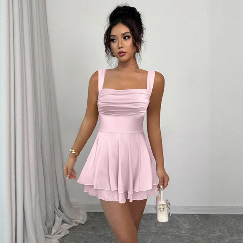 Damen Verspielt geschnittenes Sommerkleid mit Raffung und schwingendem Rock EB