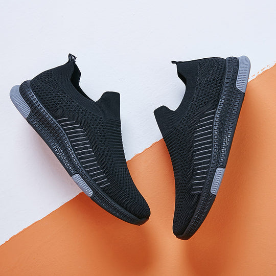 Damen Komfortable Slip-On Sneakers mit atmungsaktiver Strickoberfläche EB