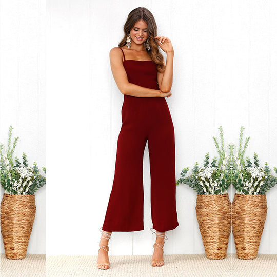 Damen Jumpsuit mit schmalen Trägern und weitem Beinschnitt EB