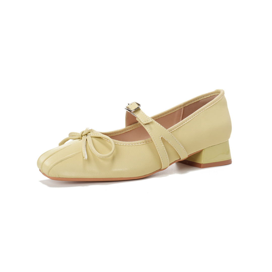 Damen Ballerinas mit dekorativem Riemchen und komfortablem Blockabsatz EB