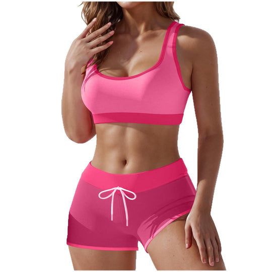Damen nan stützendes Sportbustier mit breitem Unterbrustband und taillenhohen Trainingsshorts EB