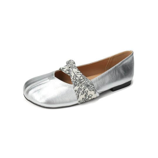 Damen Ballerinas mit floralem Riemen und bequemer Sohle EB