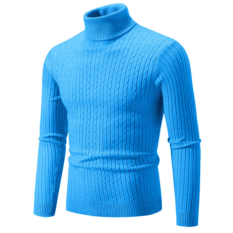 Herren nan Rollkragenpullover mit Zopfstrick und schlanker Passform EB