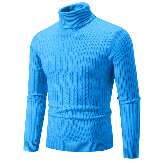 Herren nan Rollkragenpullover mit Zopfstrick und schlanker Passform EB