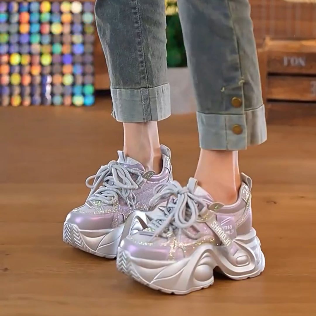 Damen Chunky Sneakers mit reflektierenden Elementen und innovativer Dämpfung EB
