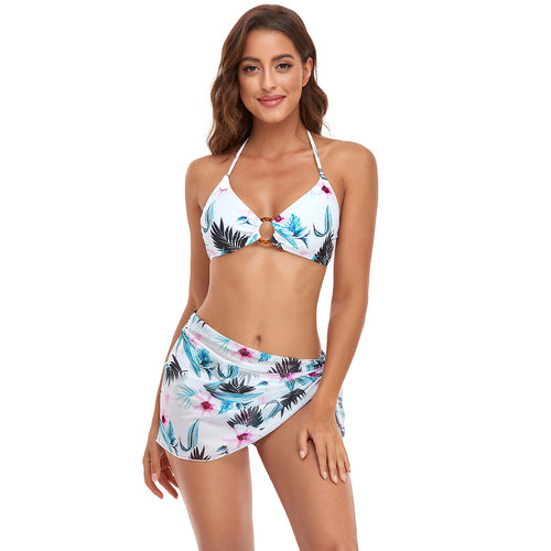Damen Bikini-Set mit schickem Knotendetail und floralem Unterteil EB