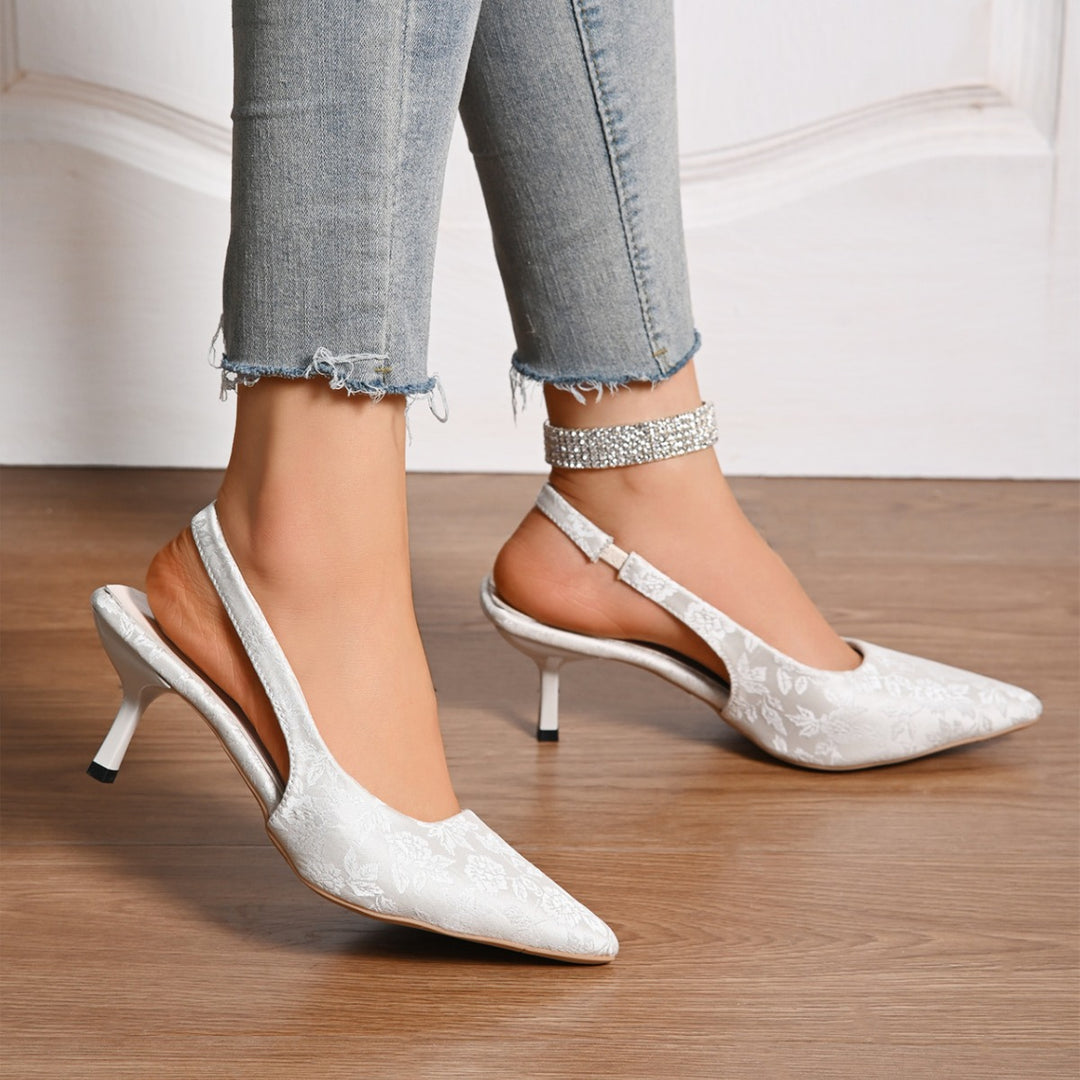 Damen elegante Slingback-Pumps mit floralem Jacquard-Muster EB