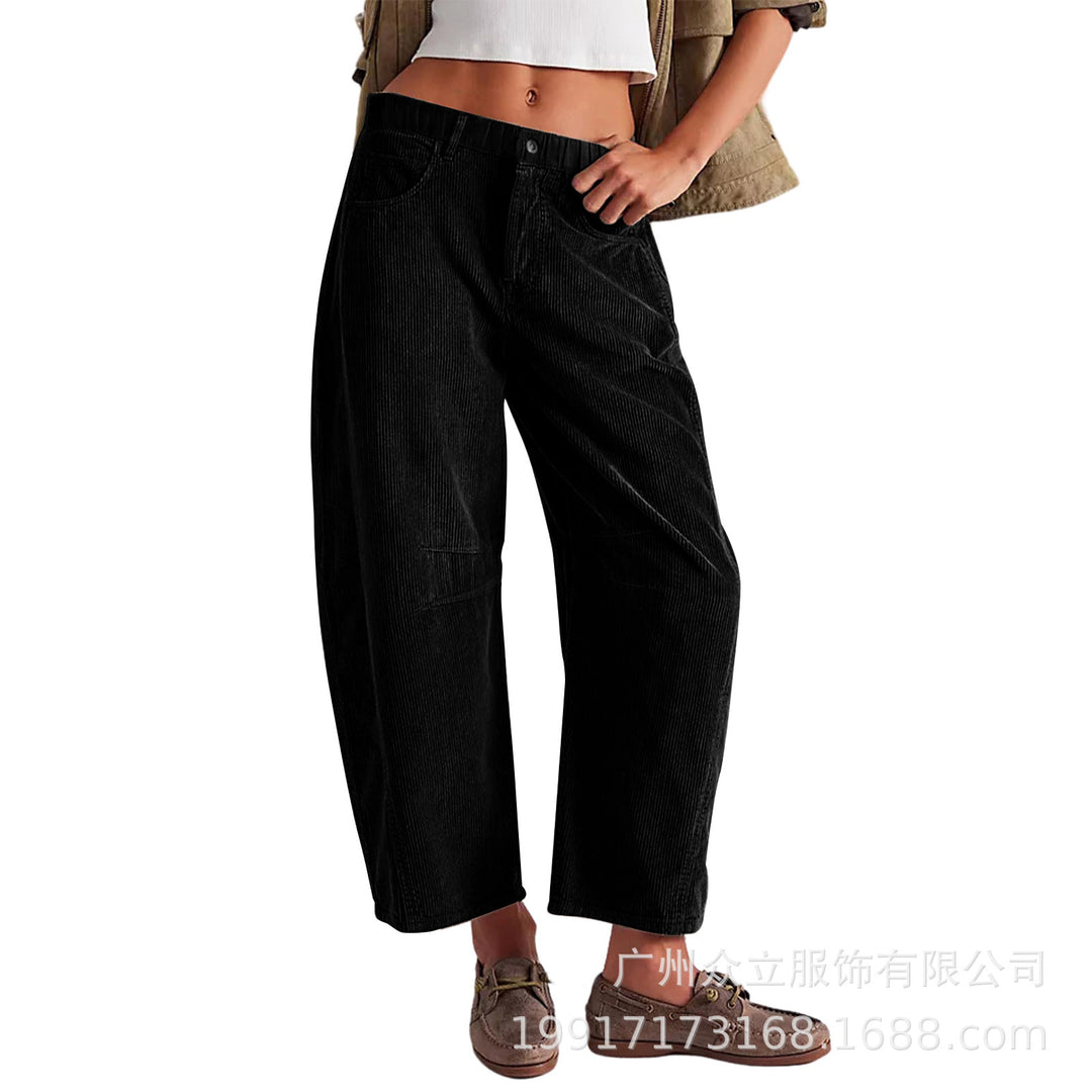 Damen Bequeme und stylische Palazzo-Hosen mit seitlichen Taschen EB