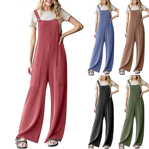 Damen lässiger Cord-Overall mit praktischen Taschen und breiten Beinen EB