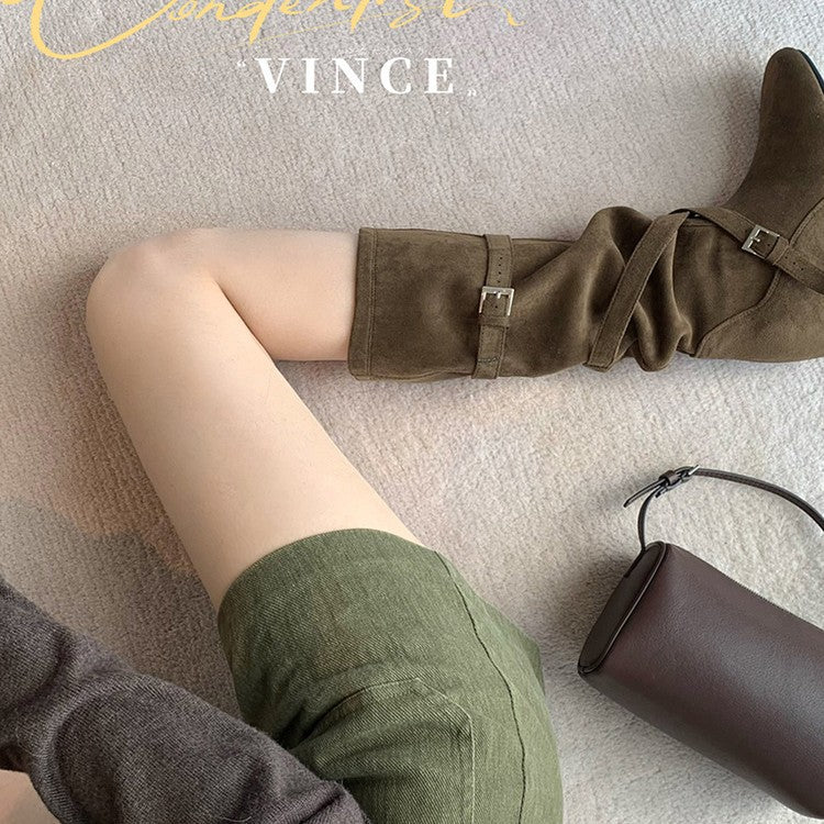 Damen Elegante Stiefel mit verstellbarem Riemen und komfortablem Fußbett EB