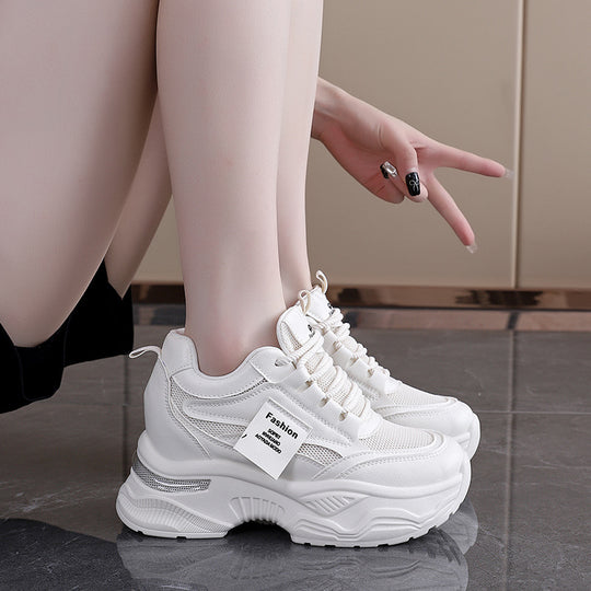Damen modische Chunky Sneakers mit atmungsaktivem Obermaterial und dämpfendem Komfort EB