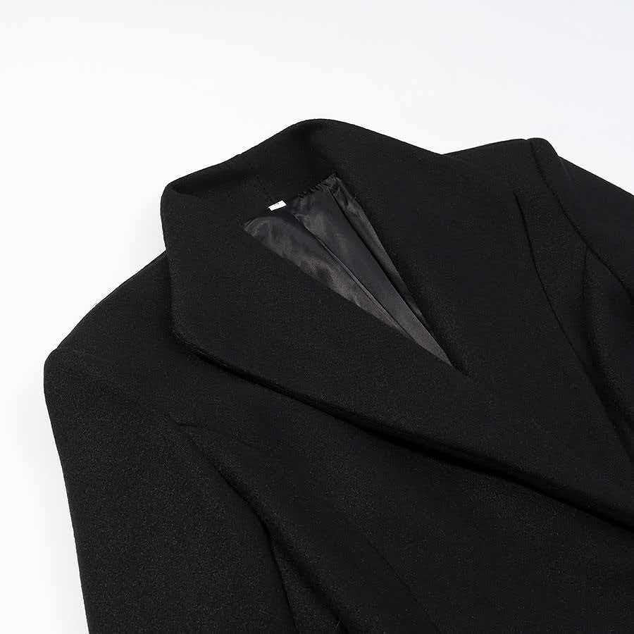 Damen nan Maxilanger Wollmixmantel mit taillierter Silhouette, Reverskragen und Pattentaschen EB