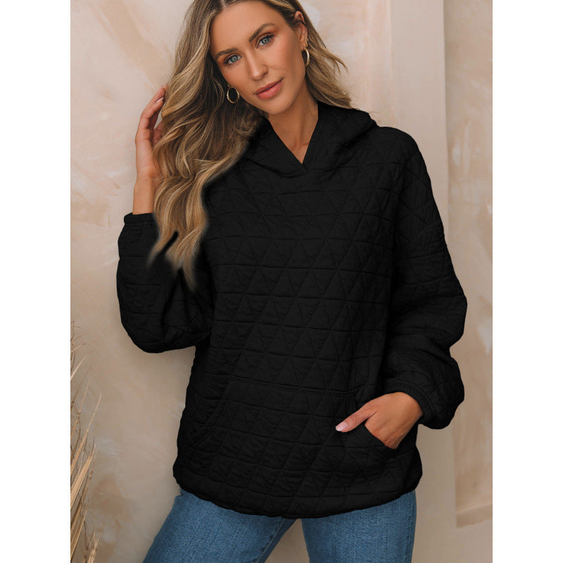 Damen gesteppter Kapuzenpullover mit praktischen Taschen EB