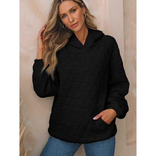 Damen gesteppter Kapuzenpullover mit praktischen Taschen EB