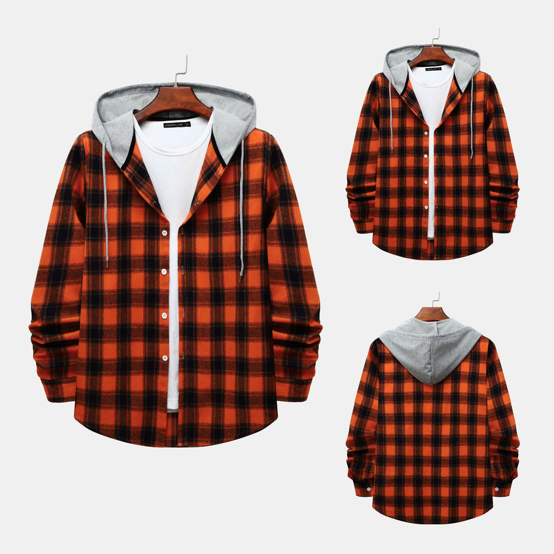 Damen Flanellhemd mit integrierter Kapuze und kariertem Design EB