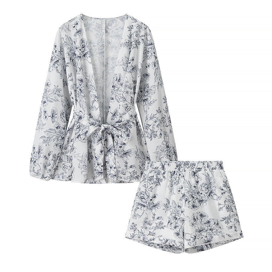 Damen entspannendes Pyjama-Set mit floralem Design EB