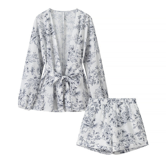 Damen entspannendes Pyjama-Set mit floralem Design EB