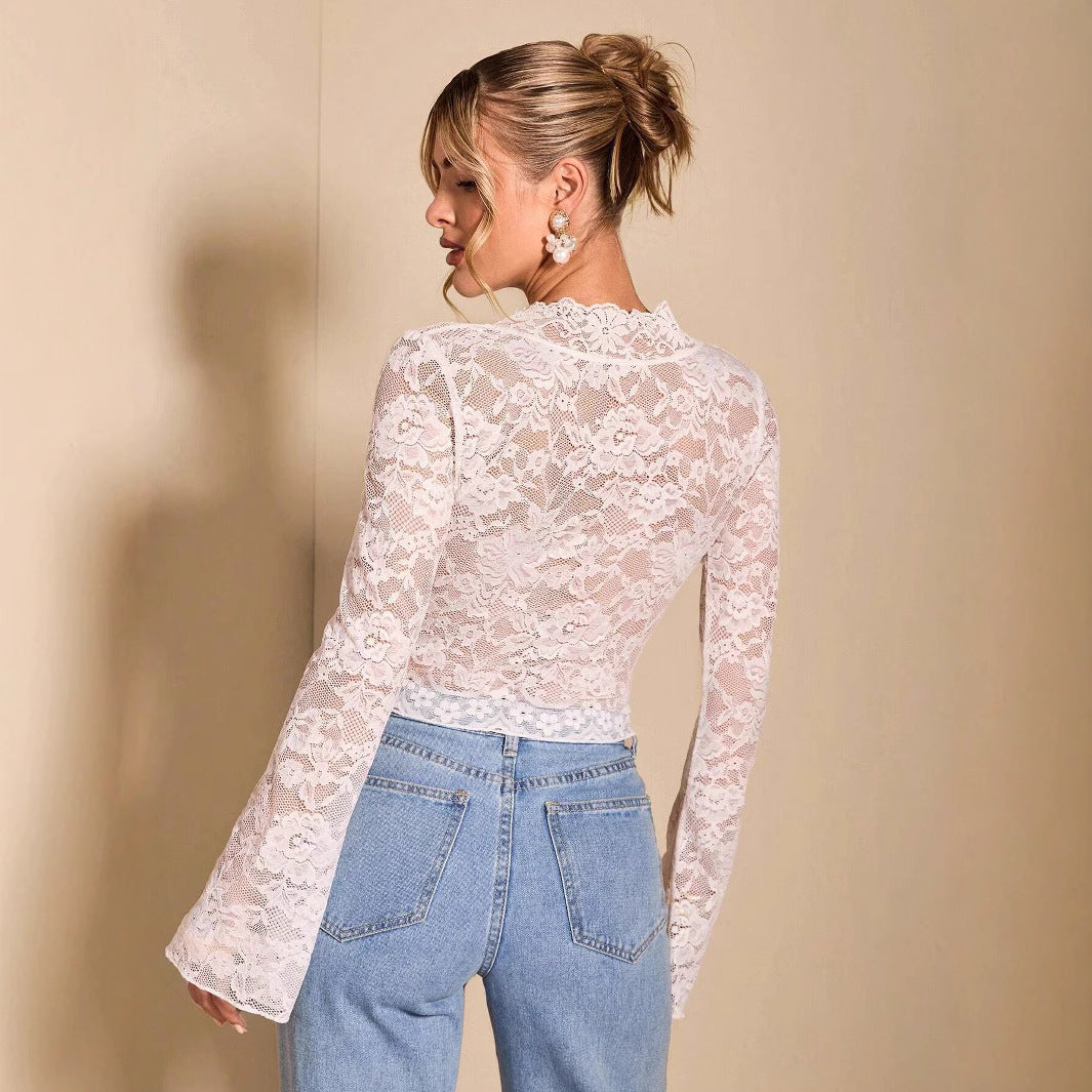 Damen Spitzenbluse mit romantischen Details EB