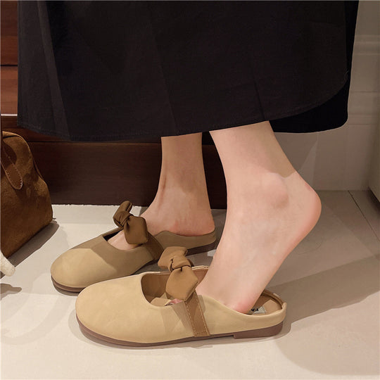 Damen bequeme Pantoletten mit modischem Schleifen-Design EB