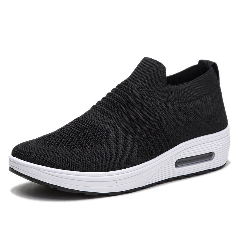 Damen Komfortable Slip-On Sneakers mit atmungsaktiver Strickoberfläche und dämpfender Sohle EB