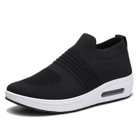 Damen Komfortable Slip-On Sneakers mit atmungsaktiver Strickoberfläche und dämpfender Sohle EB