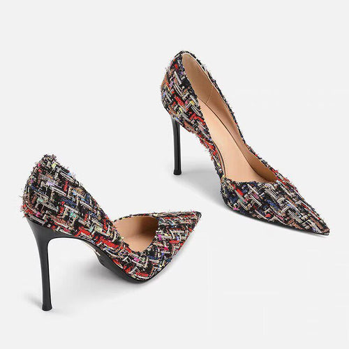 Damen elegante spitze High Heel Pumps mit geflochtenem Design EB