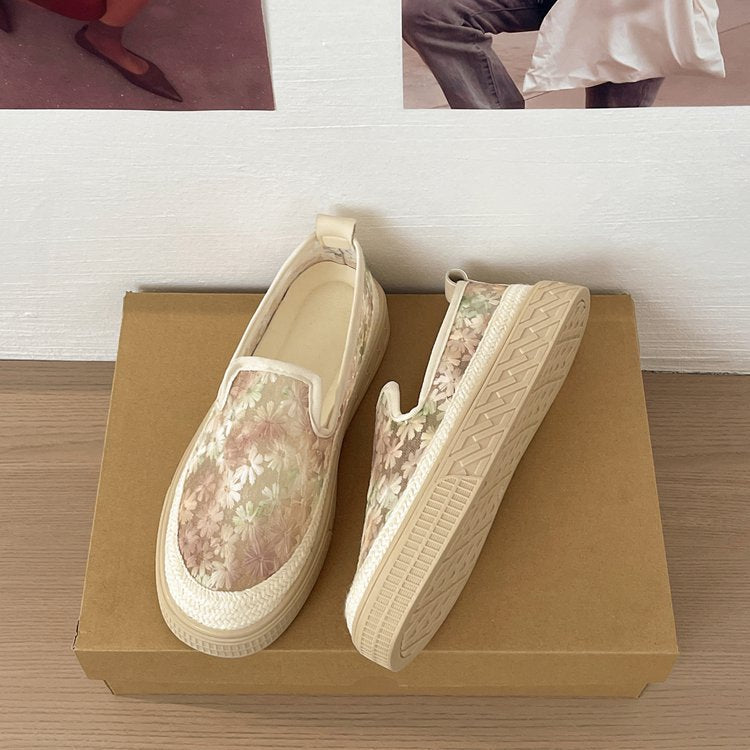 Damen Slip-On Sneakers mit floralem Stickdesign EB