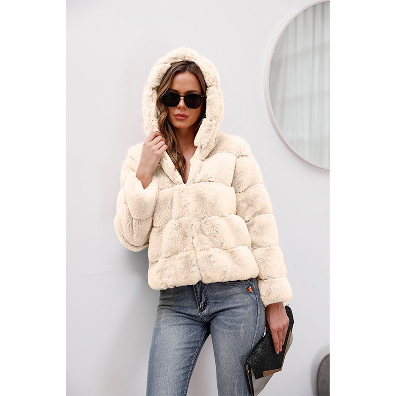 Damen weiche Fleecejacke mit Kapuze EB
