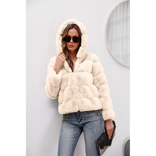 Damen weiche Fleecejacke mit Kapuze EB