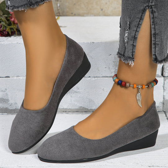 Damen Komfort-Keilabsatz-Ballerina aus Veloursleder EB