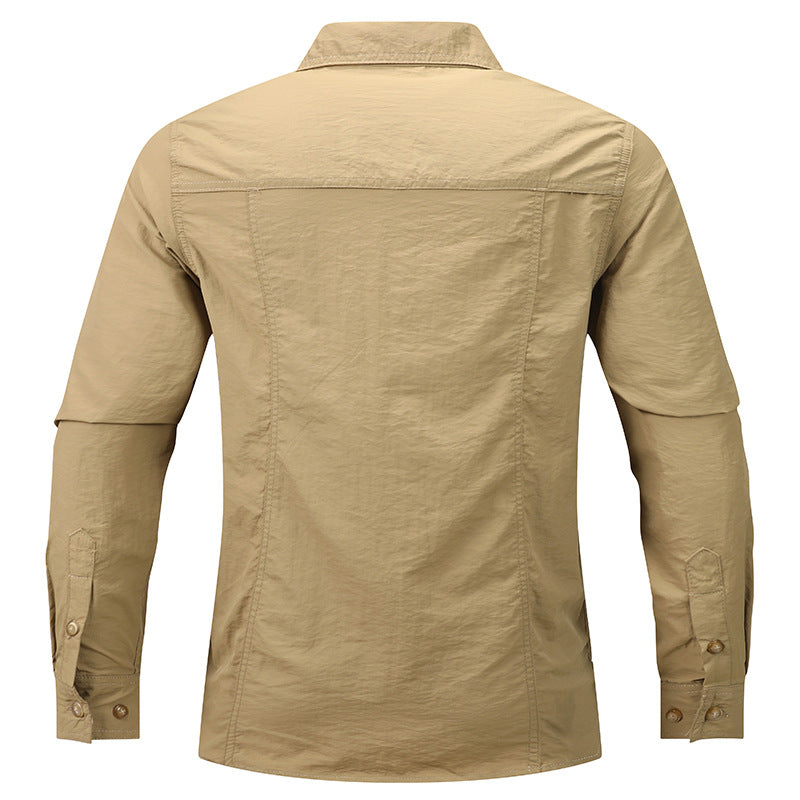 Herren nan leichtes Utility-Outdoorhemd mit aufgesetzten Klappbrusttaschen und aufrollbaren Ärmeln EB