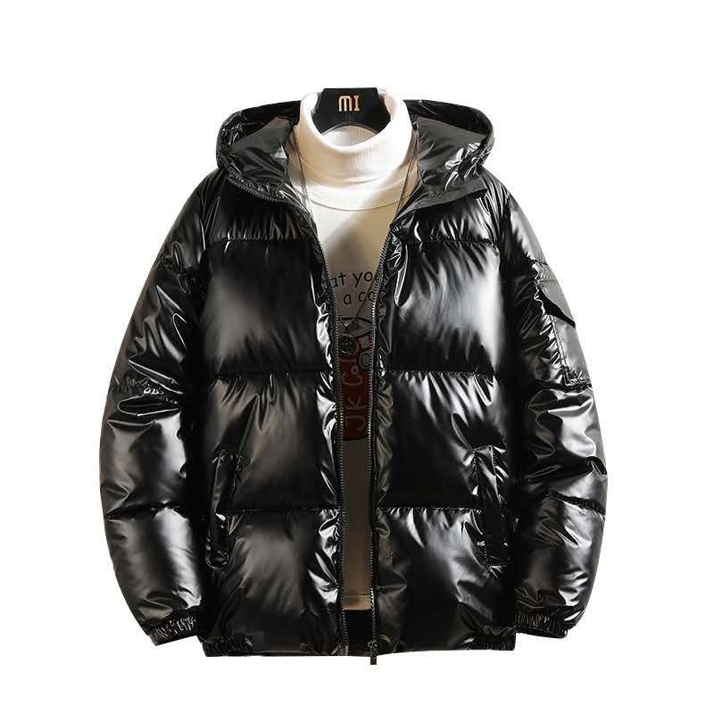Unisex nan glänzende Steppjacke mit Kapuze, wasserabweisender High-Shine-Oberfläche und wärmender synthetischer Füllung EB