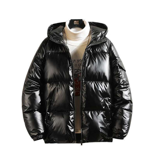 Unisex nan glänzende Steppjacke mit Kapuze, wasserabweisender High-Shine-Oberfläche und wärmender synthetischer Füllung EB