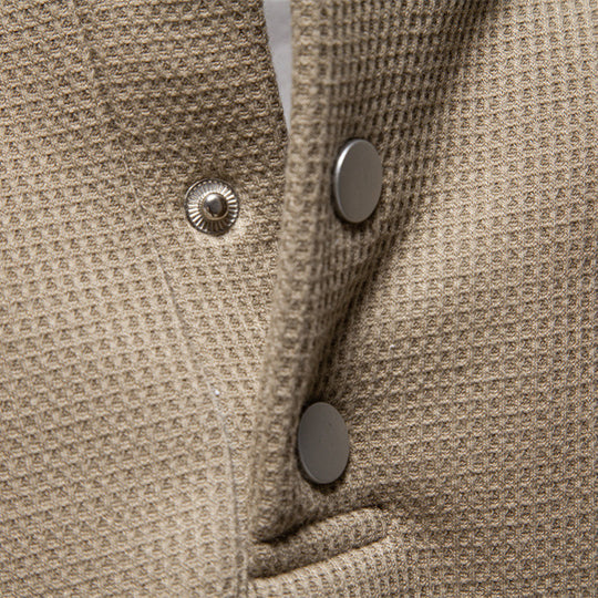 Herren Langarm-Pullover mit Knopfleiste und strukturiertem Gewebe EB