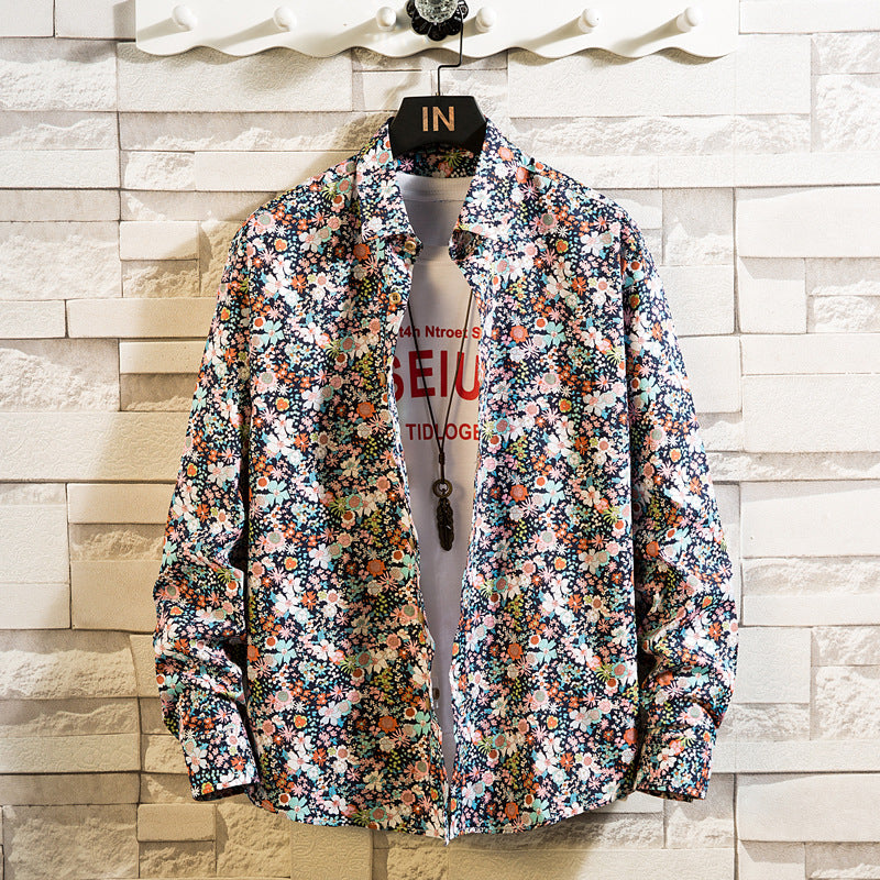Herren nan florales Freizeit-Hemd mit Kentkragen, durchgehender Knopfleiste und leichtem Baumwollmix EB