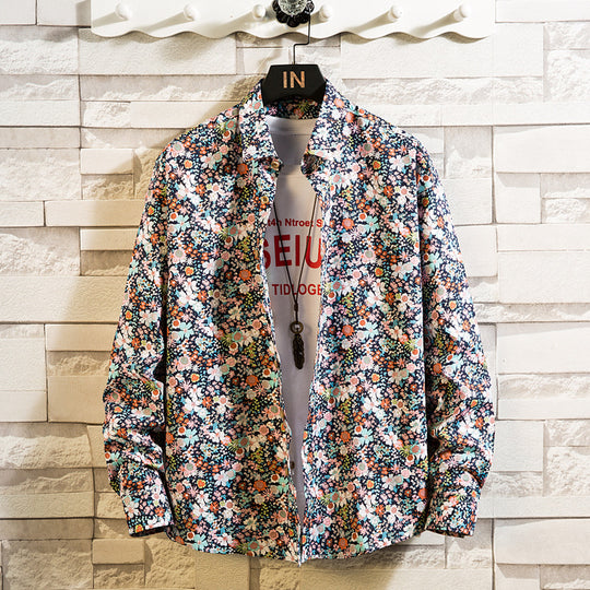 Herren nan florales Freizeit-Hemd mit Kentkragen, durchgehender Knopfleiste und leichtem Baumwollmix EB