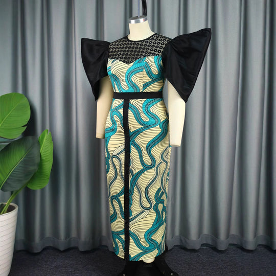Damen Elegant designendes Maxikleid mit auffälligen Puffärmeln EB