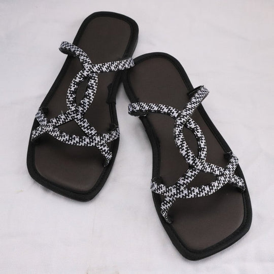 Damen Zehentrenner-Sandalen mit modischem Überkreuz-Design und ergonomischem Fußbett EB