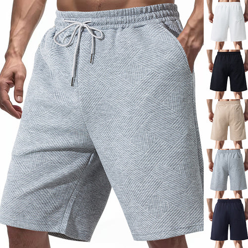 Herren nan knielange Textur-Badeshort mit elastischem Kordelbund und seitlichen Eingrifftaschen EB