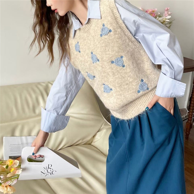Damen Strickpullover mit floralem Muster EB